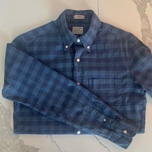 J. Crew Slim Stretch Blue Checkered Button-Down Shirt